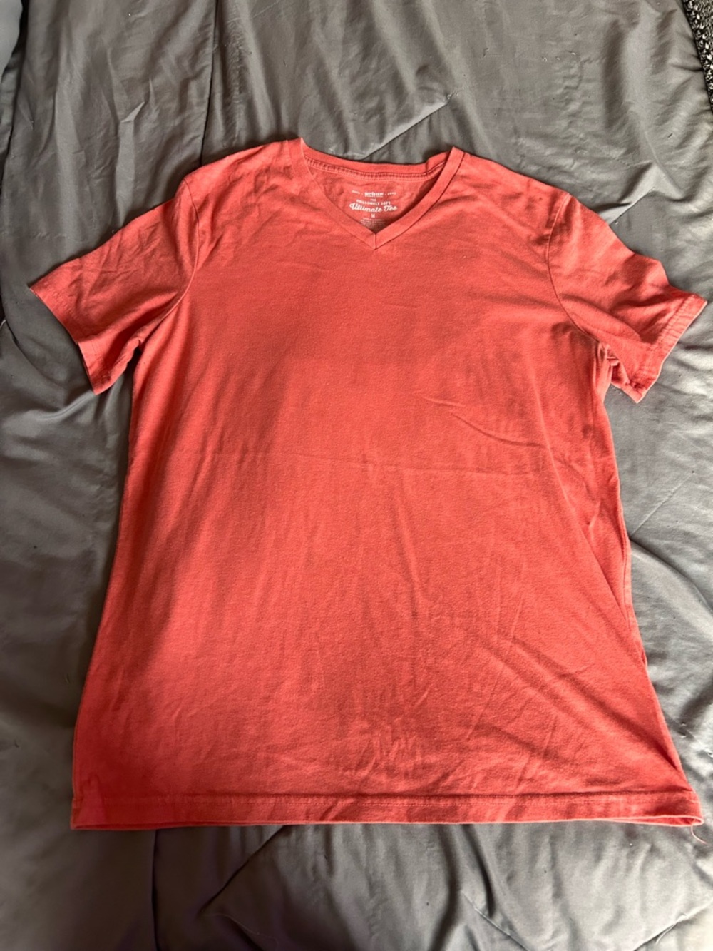 Men's V-Neck Tee - Coral Red